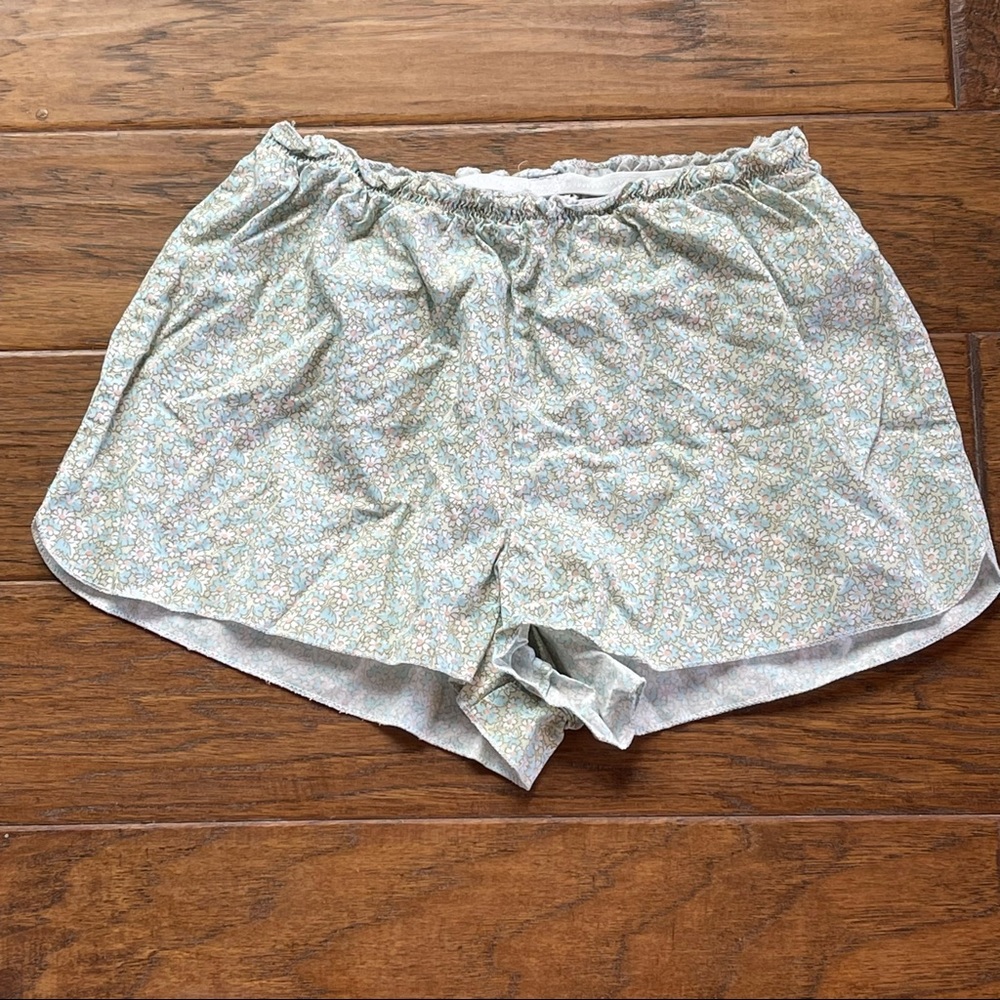 GAP green pajama shorts w/pink & blue floral pattern 100% cotton size SP - Picture 2 of 12